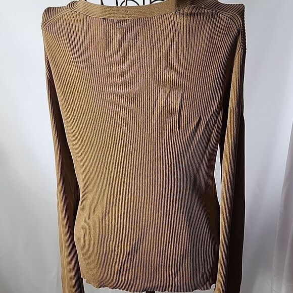 Vintage Ribbed V~Neckline Button Up Lightweight Cardigan Sweater - Picture 4 of 5